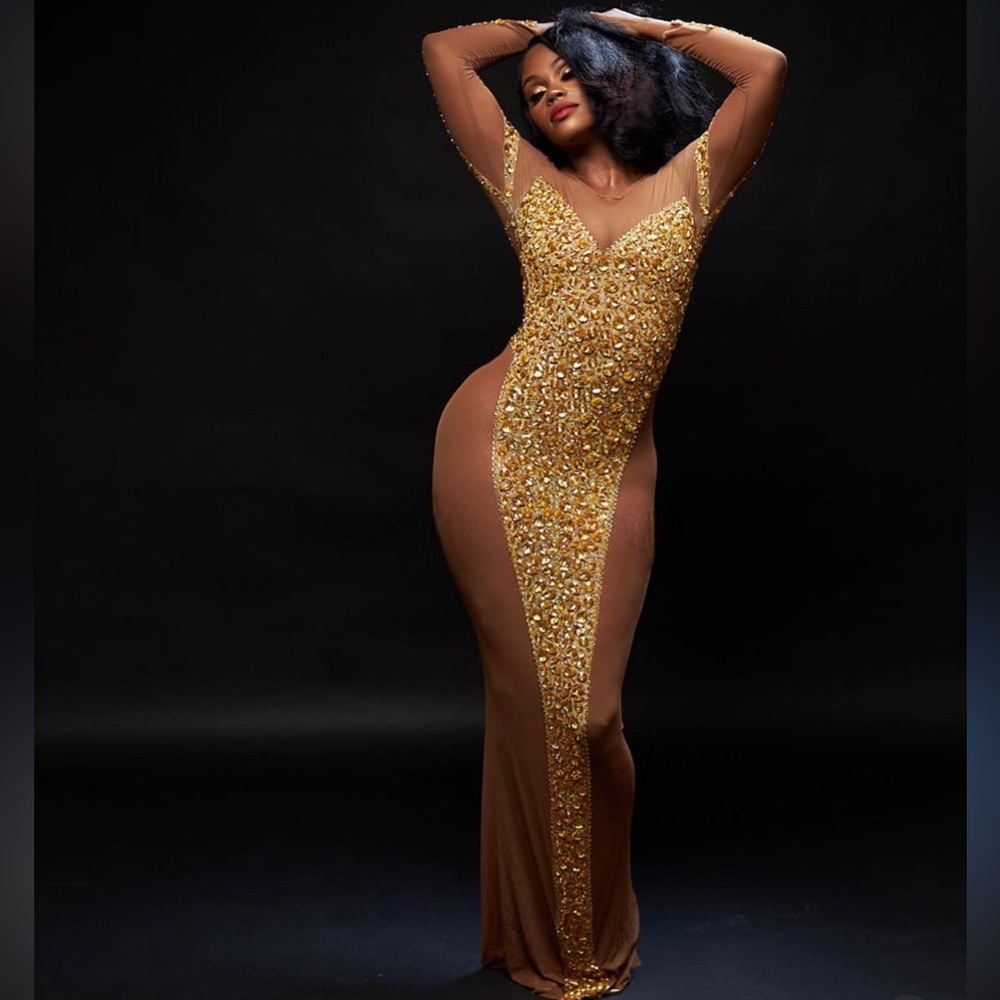 Mesh Rhinestone Dress